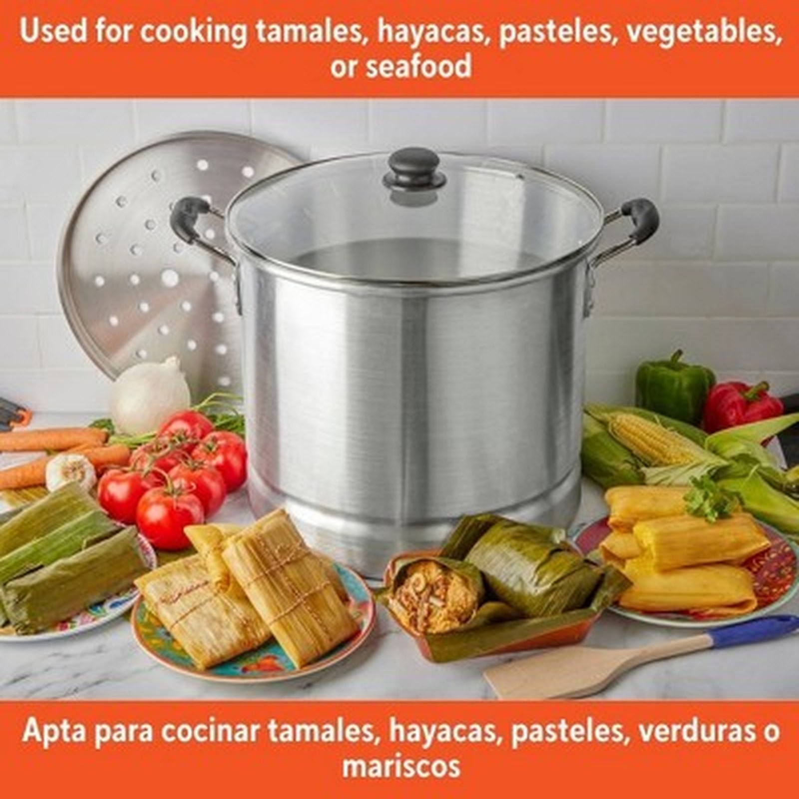 IMUSA 32qt Aluminum Steamer with Glass Lid