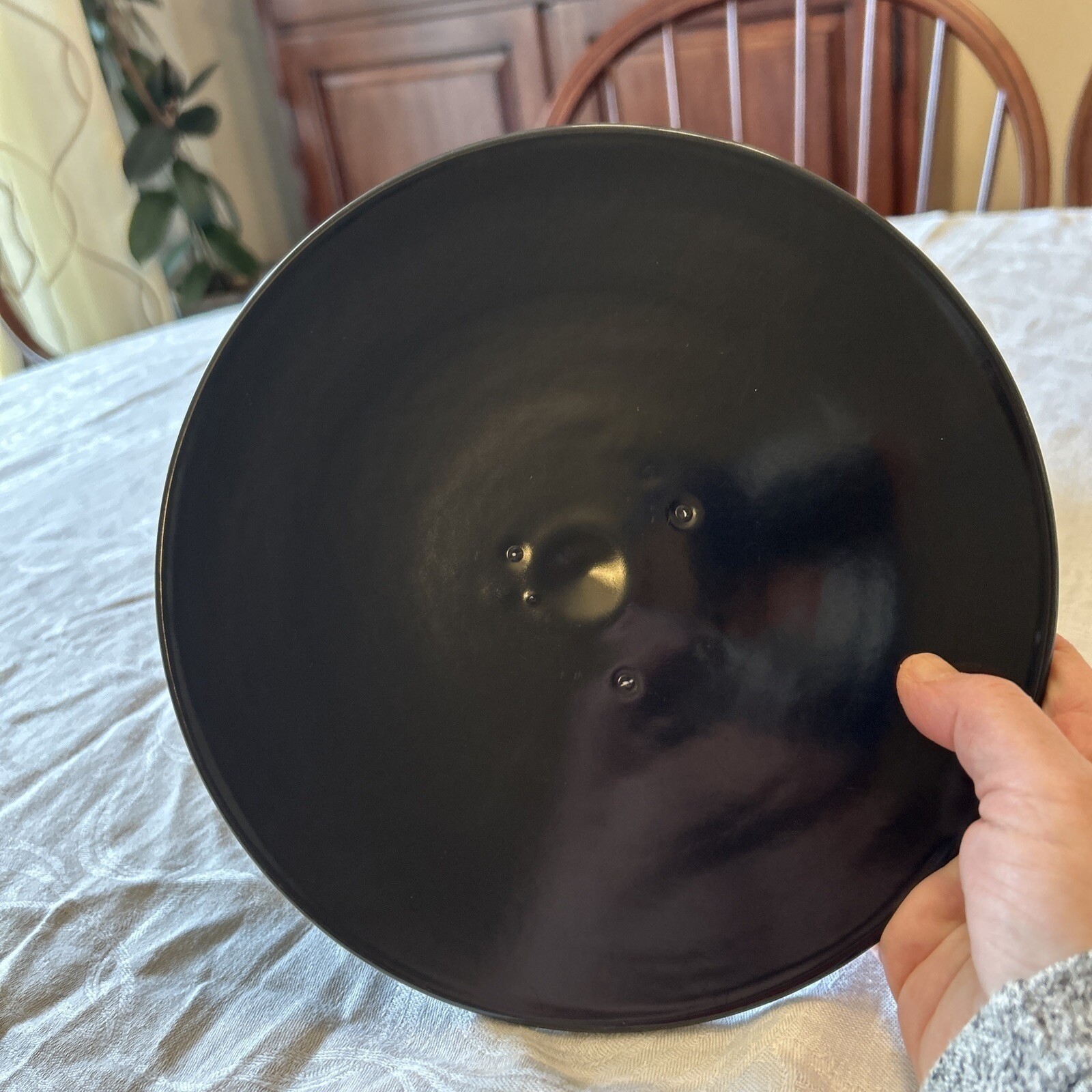 Monterey Pottery Casserole Dish OS Black Lidded Side Handles Retro Kitchen