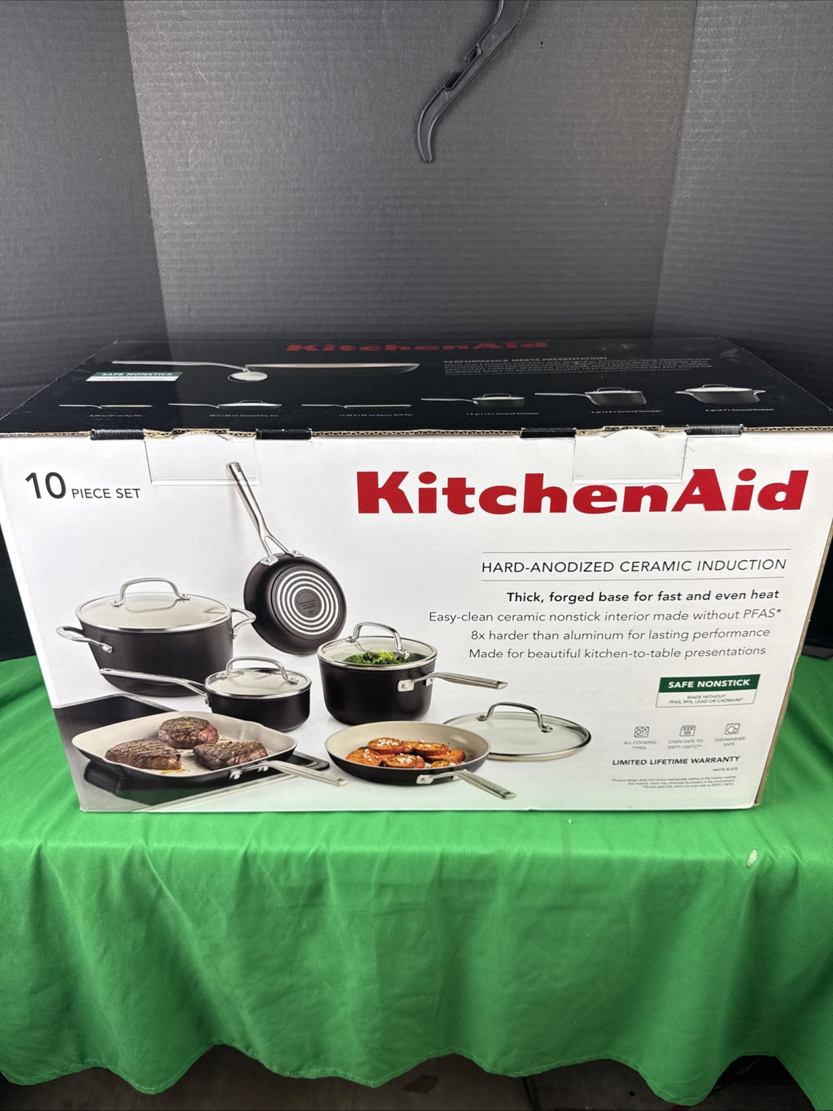 KitchenAid 10-Piece Hard-Anodized Ceramic Induction Cookware Set Matte Black