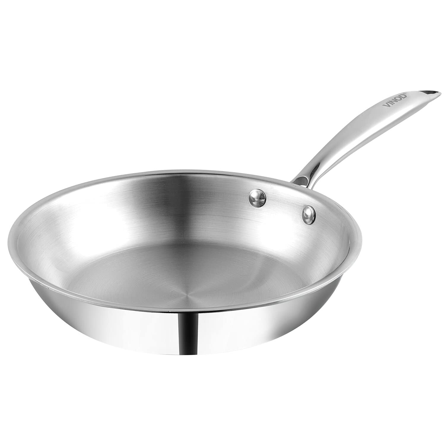 Vinod Platinum Triply Stainless Steel Frypan Induction & Gas Friendly, 2.2 Ltrs