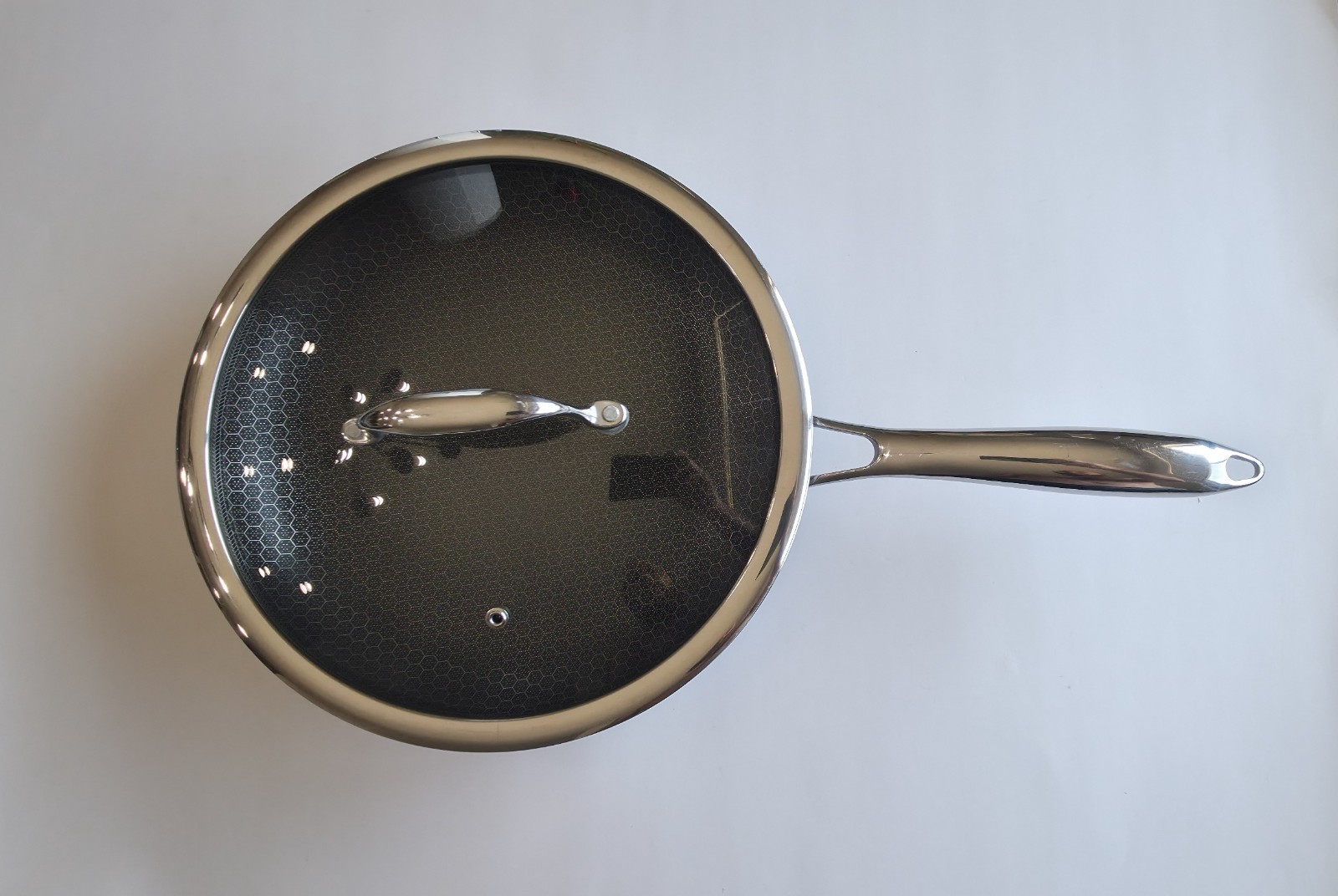 HexClad Hybrid 10” Nonstick Frying Pan w Temper Glass Lid – Used