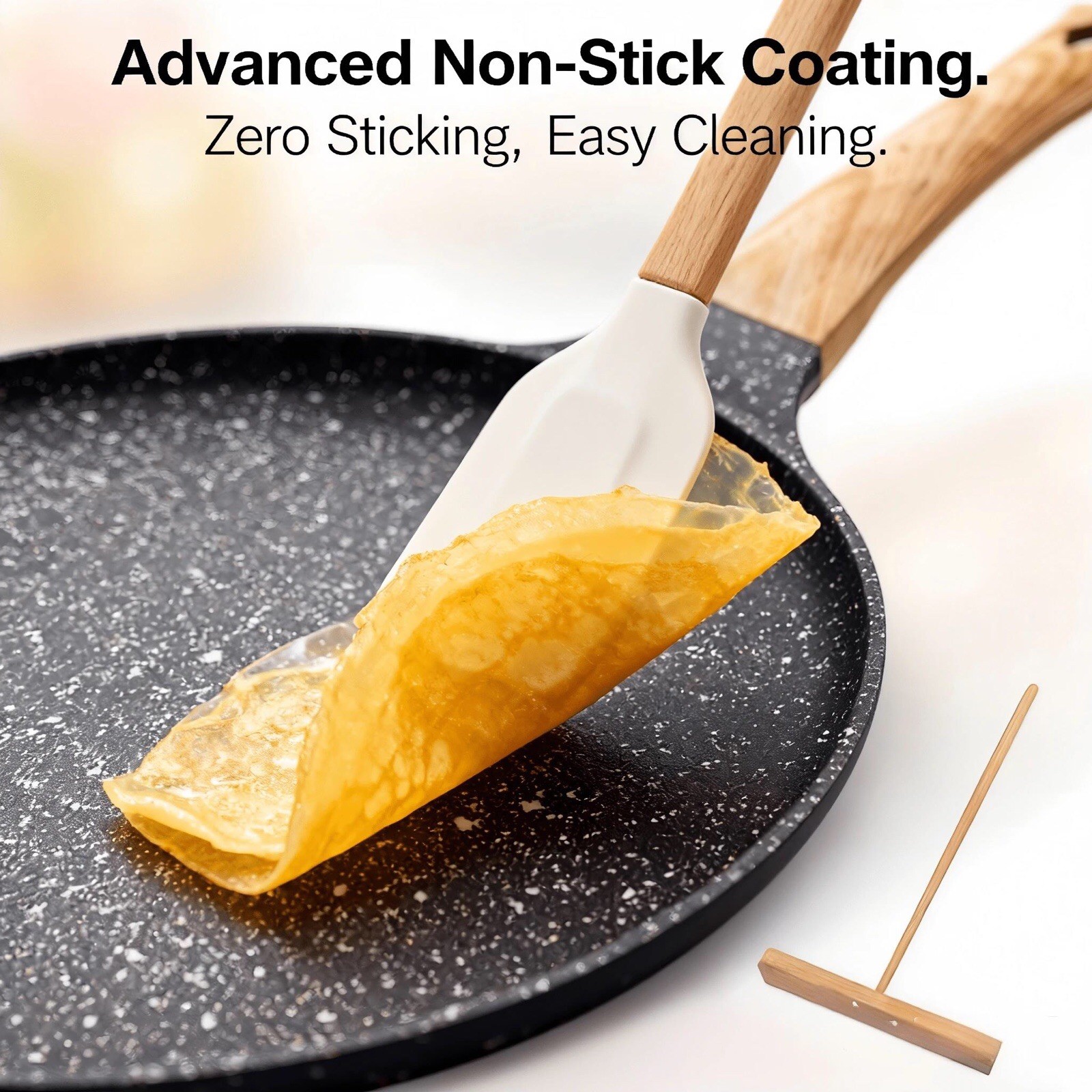 1pc 9.4 Inch Black Non-Stick Crepe Pan Induction Ready Easy Clean
