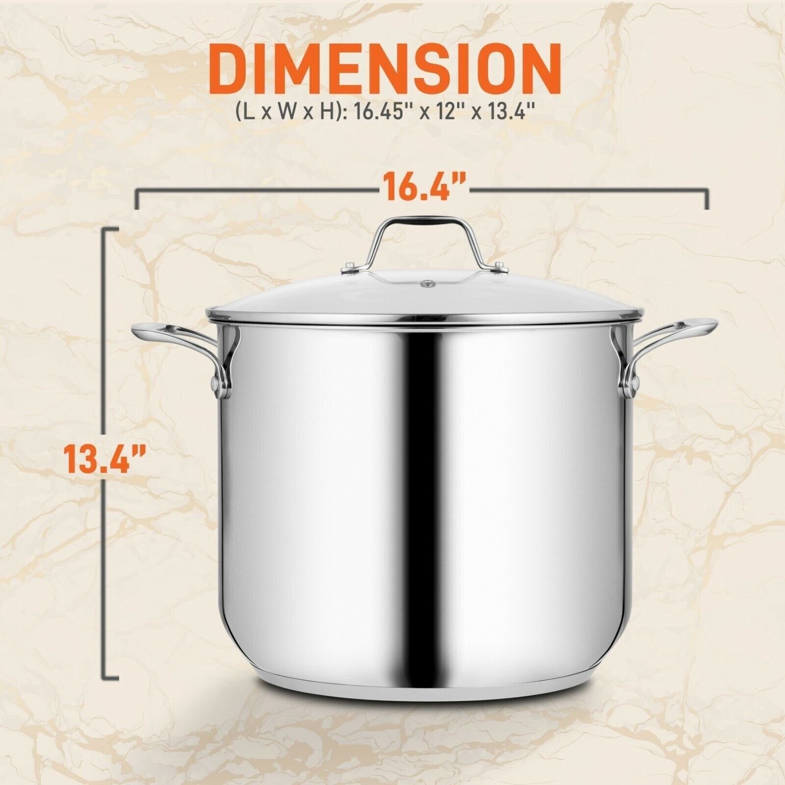 NutriChef 19Qt Soup Pot With Lid – 16.45x12in – Electric, Gas, Induction