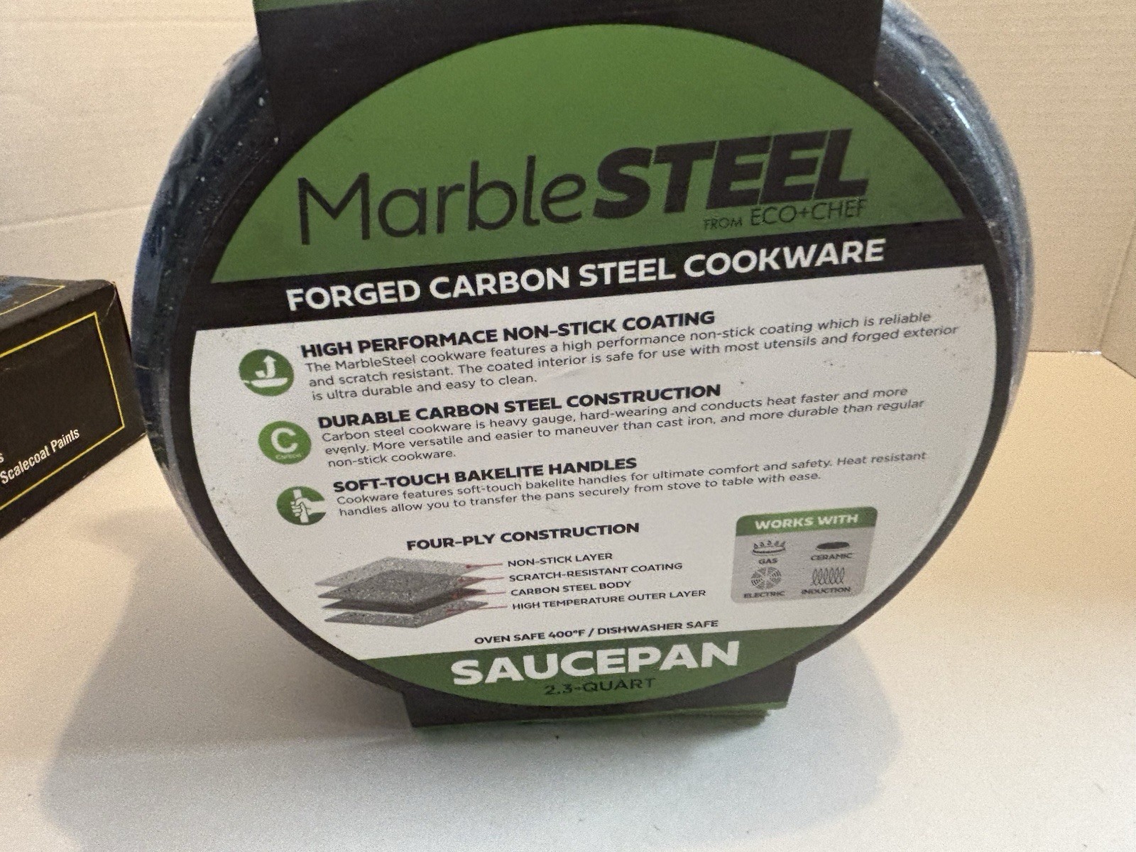 ECO + CHEF 2.3 QUART Sauce Pan Marble Forged Steel Non-Stick Coating NEW