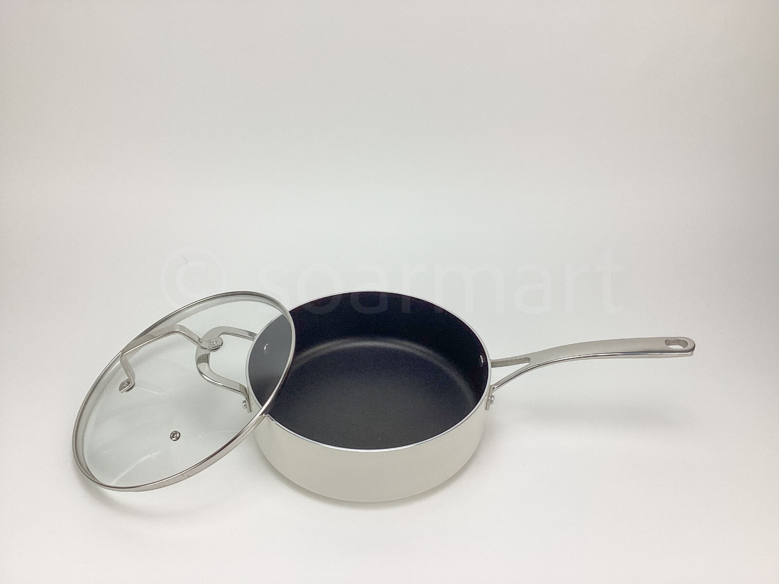 Martha Stewart Ivory 4.6-Qt Sauté Pan Hard-Enameled Aluminum Nonstick Cookware