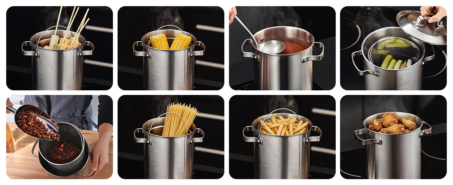 Asparagus Pot, Stainless Steel Asparagus Steamer 4.3L/1.14Gal 3-Ply Base