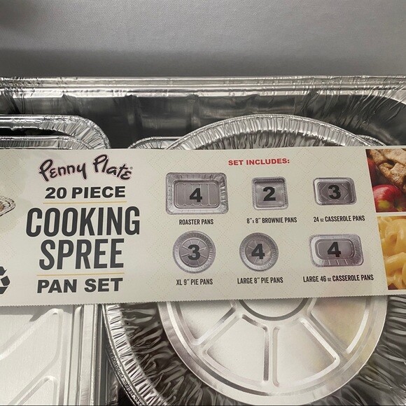 Penny Plate 20 Piece Cooking Spree Pan Set -roaster, Pie Pan, Brownie Casserole