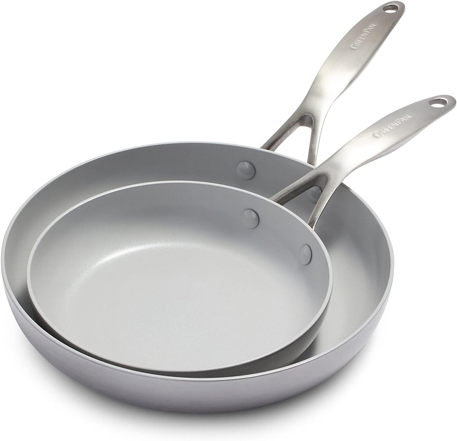GreenPan Venice Pro Nonstick Ceramic Frying Pan Skillet Set, 8 and 10 Inch – New