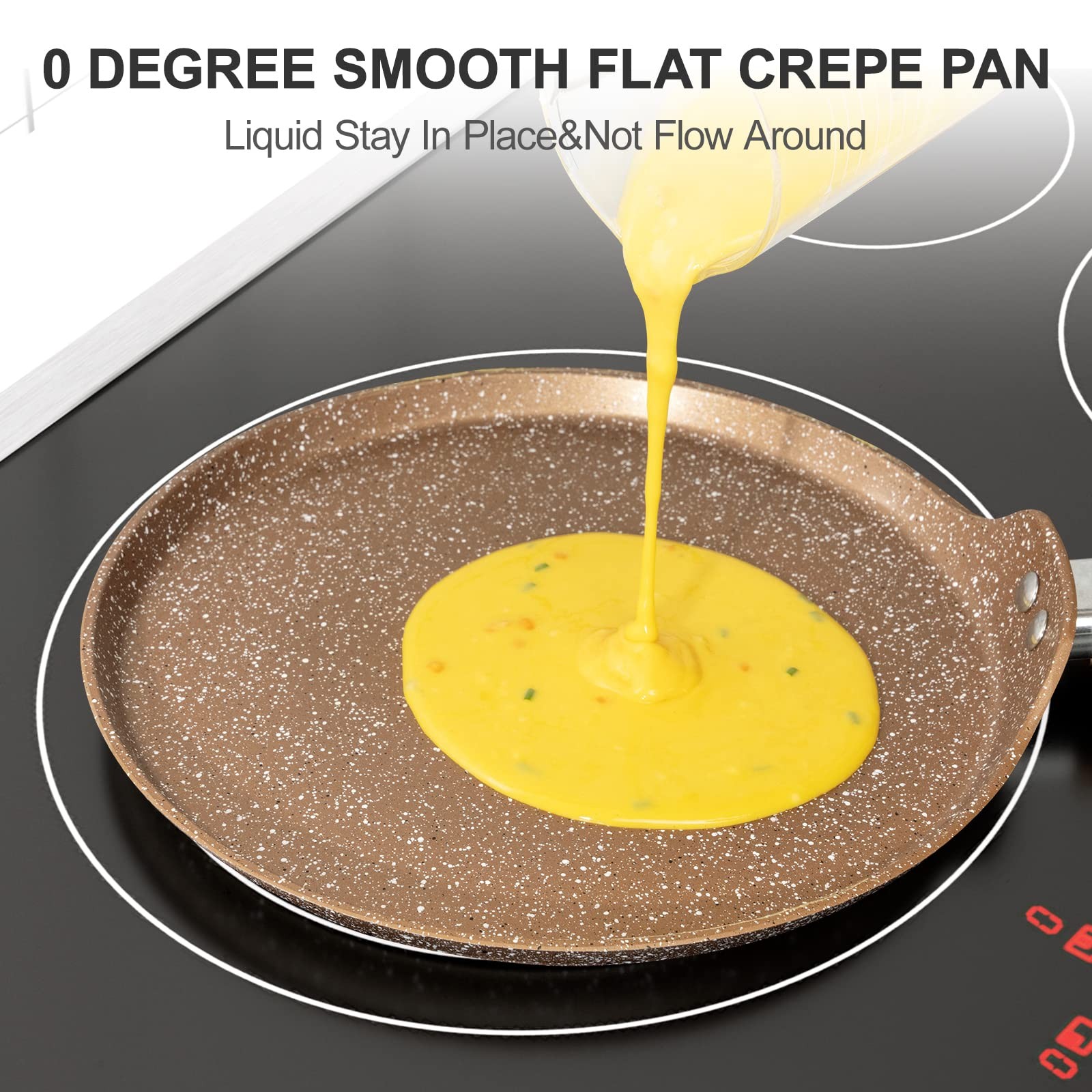 10 Inch Nonstick Crepe Pan Granite Coating Flat Skillet Dosa Tawa Griddle