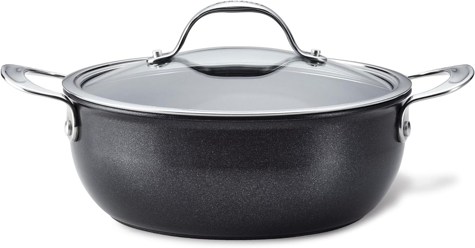 X Hybrid Nonstick Casserole Pan with Lid, Dark Gray