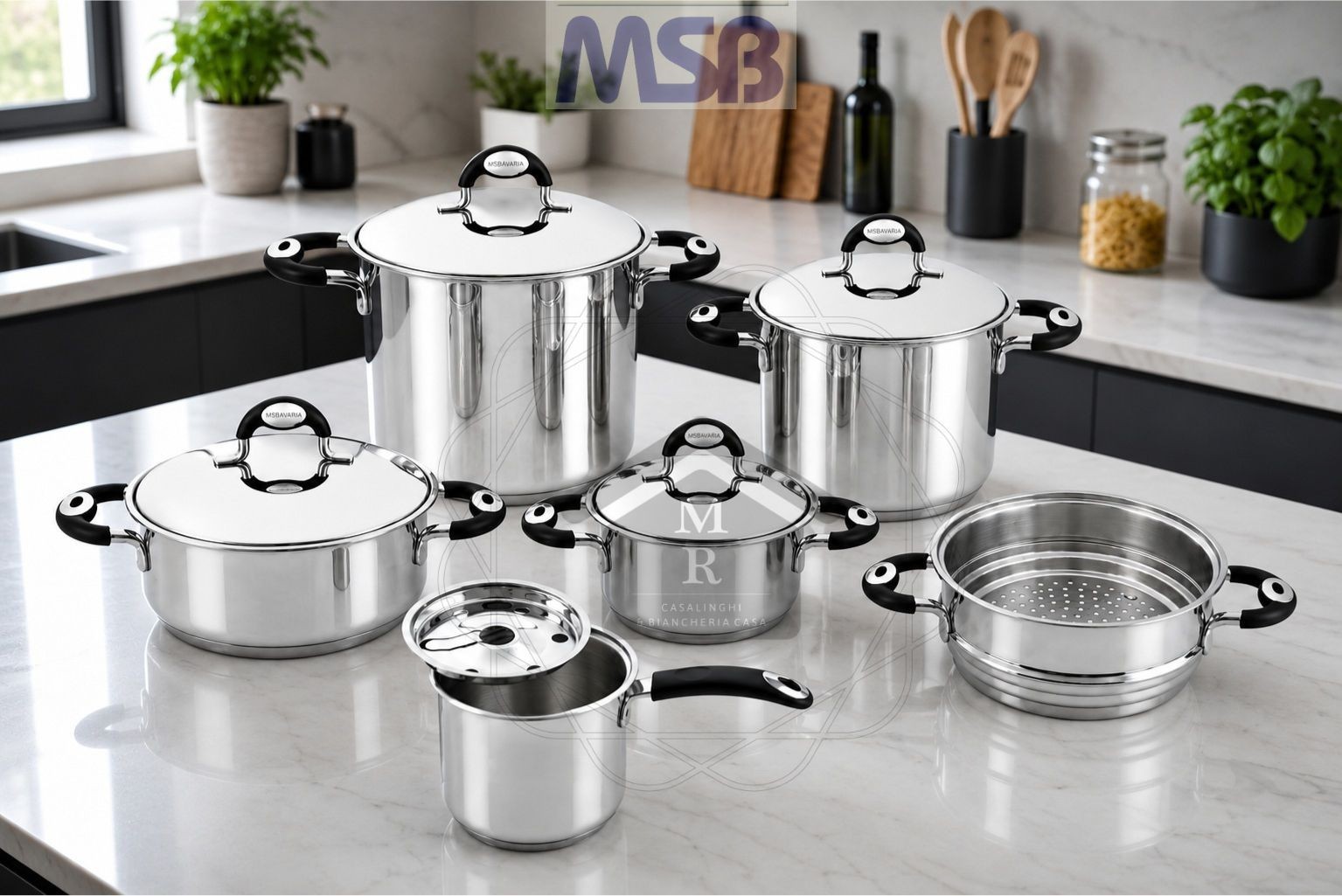 11pc Pot Battery Set 18/10 Stainless Steel Triple Layer Induction Bottom