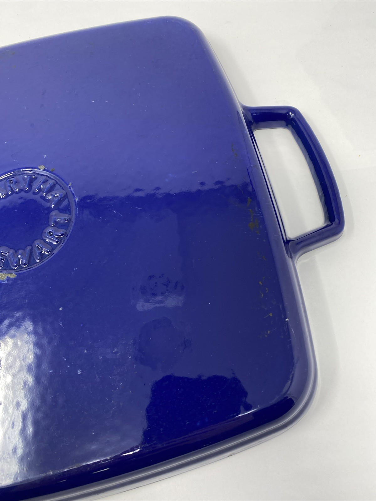 Martha Stewart Cast Iron Square Grill Pan Blue Enamel Double Handles