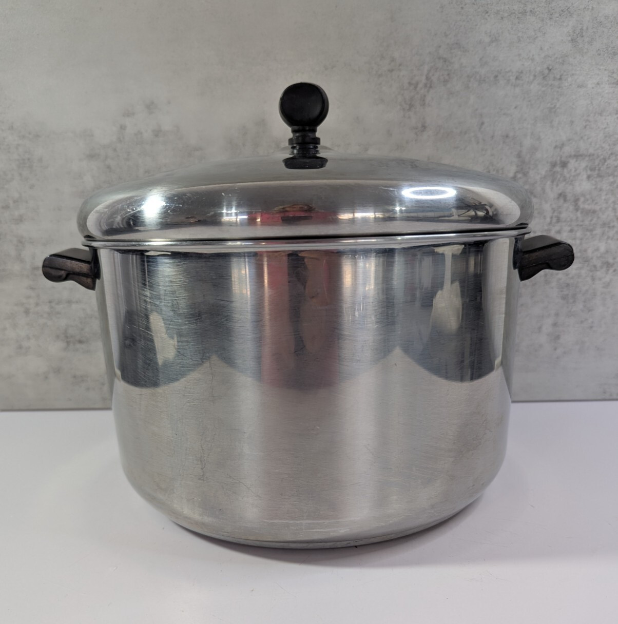 Vintage Farberware 8 Quart Stainless Steel Aluminum Bottom Stock Pot & Lid USA