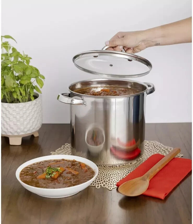 Sedona Stainless Steel Stock Pot 10 Qt Mirror with Glass Lid Brand New