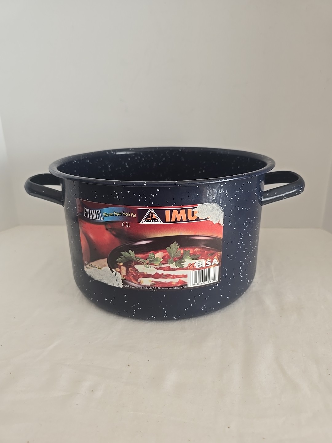 IMUSA 6Qt Blue Speckled Enamel Stock Pot.. NO LID!