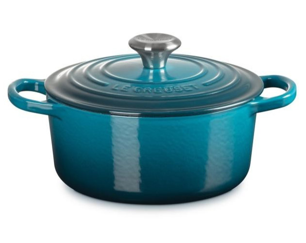 Le Creuset Signature Cocotte Ronde 18cm Deep Teal Silver Knob Dutch Oven JPN New