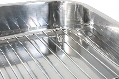 4 Piece Stainless Steel Lasagna Roasting Pan Set 2 Sizes 16.5×12 Inch Baking