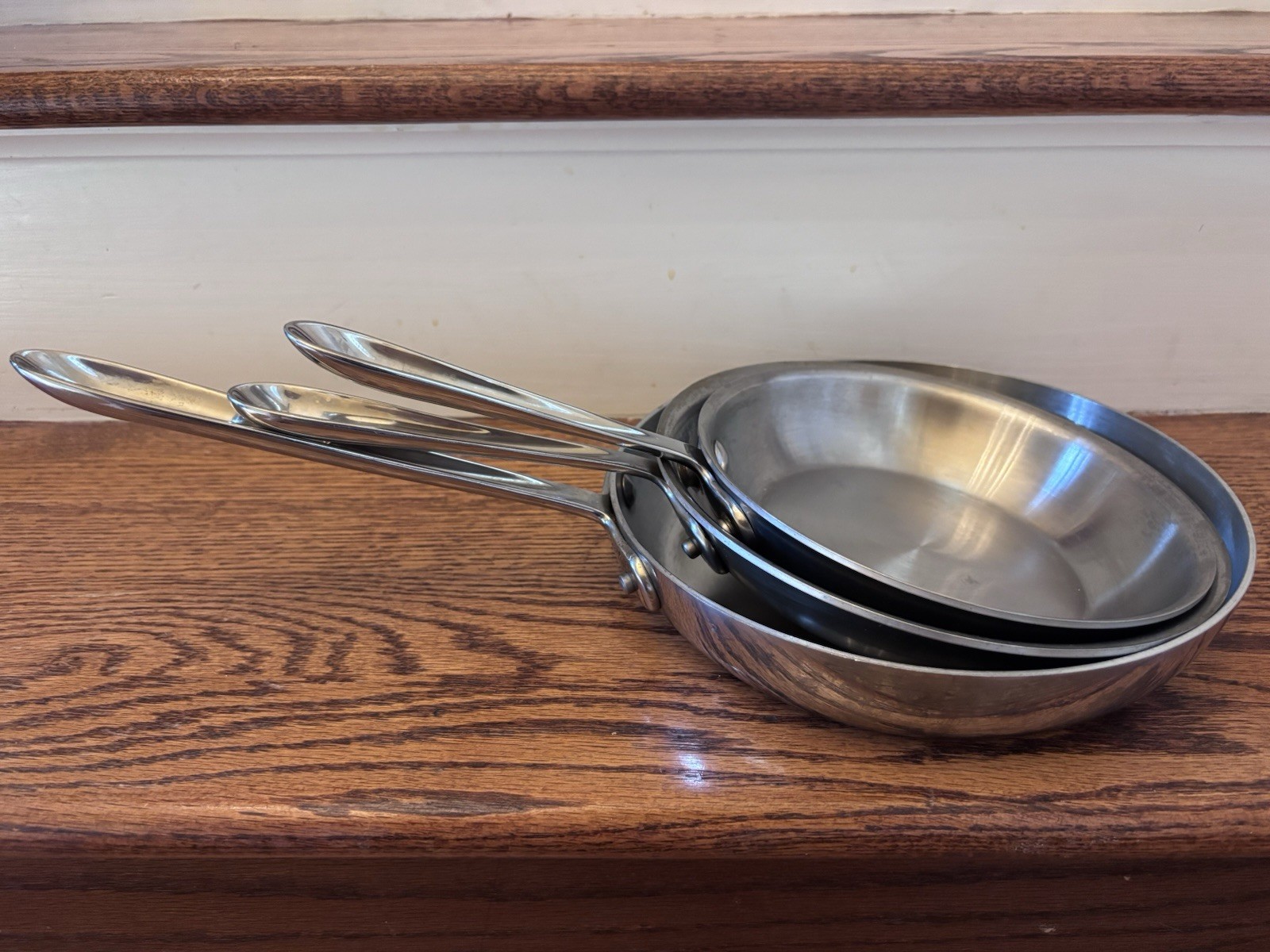 Lot 3 All Clad Stainless Steel 7”, 8” , & 9” Sauté Frying Pan Skillet