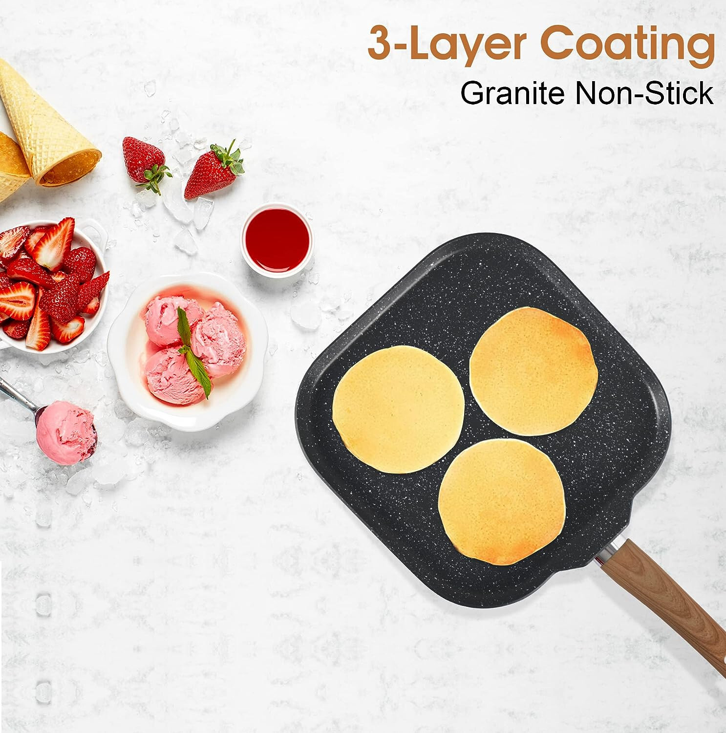 17 Piece Cookware Set Nonstick Granite Coated Pots and Pans Set Bakeware Black