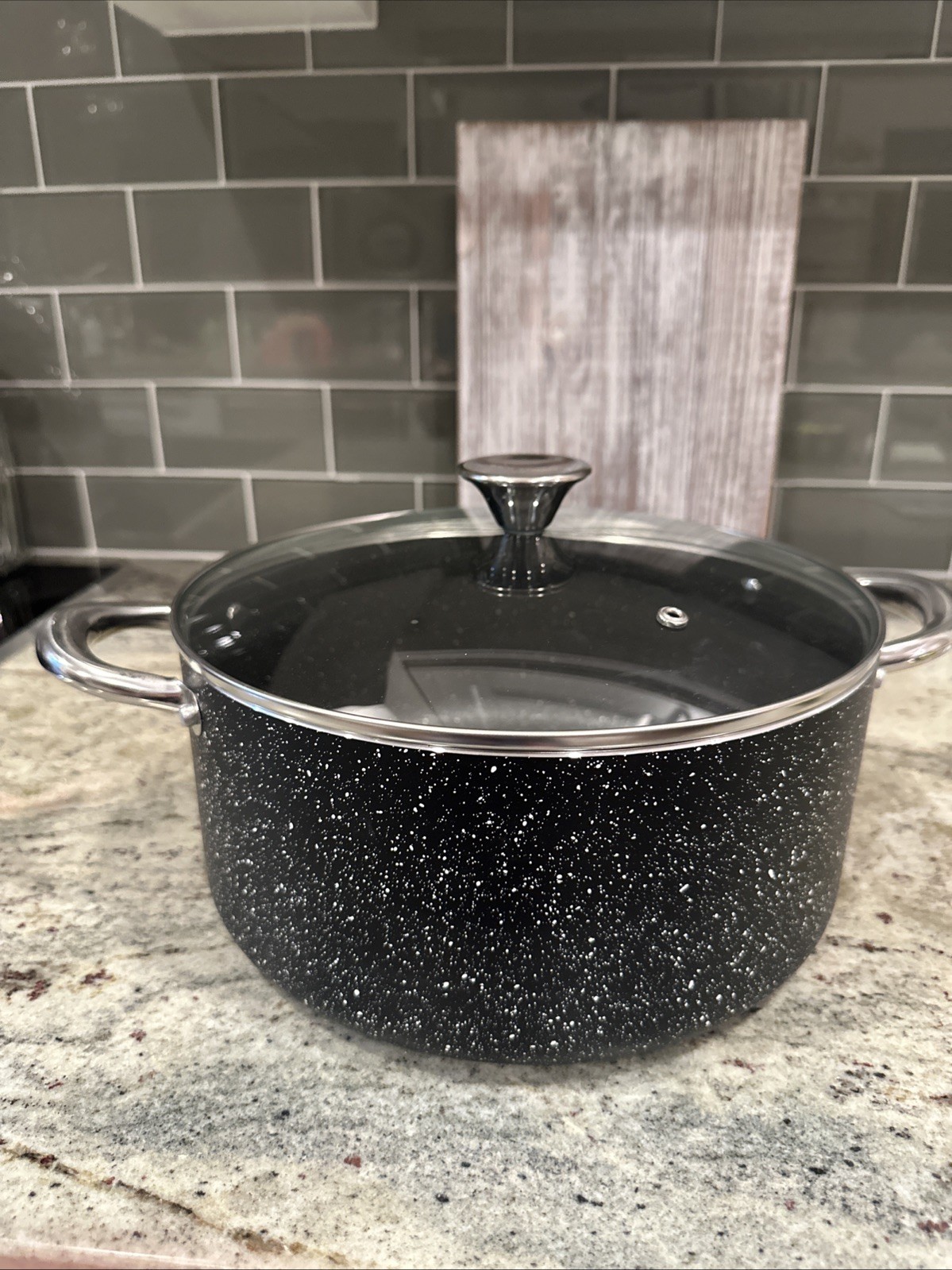 Stock Pot Nonstick 6 Quart Sky Light Altay 11491W With Tempered Glass Lid. New!