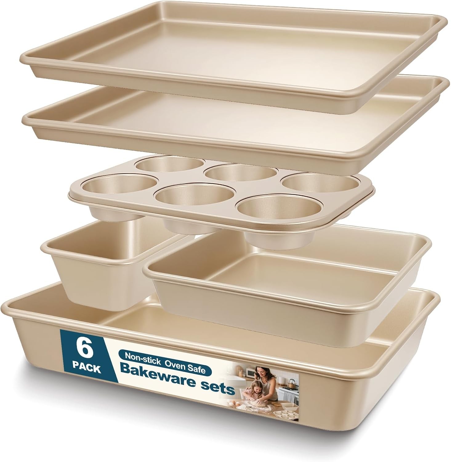 Stackable Nonstick Carbon Steel Bakeware Cookie Muffin Roaster Oven Pans