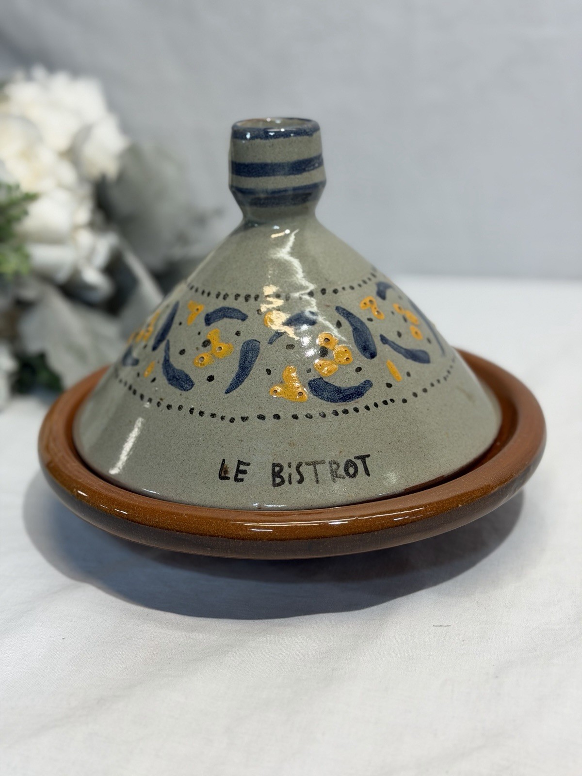 Moroccan Tagine Cooking Pot Hand Painted Ceramic Tajine Dish 6.5” Tall