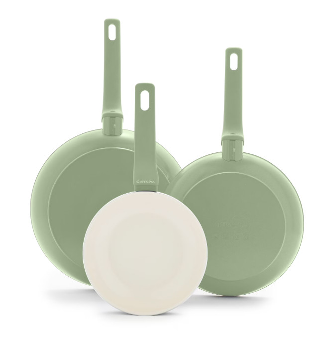 GreenPan Essence 3-Piece Fry Pan Set – 7″, 9.5″ & 11″ Ceramic Nonstick, Green