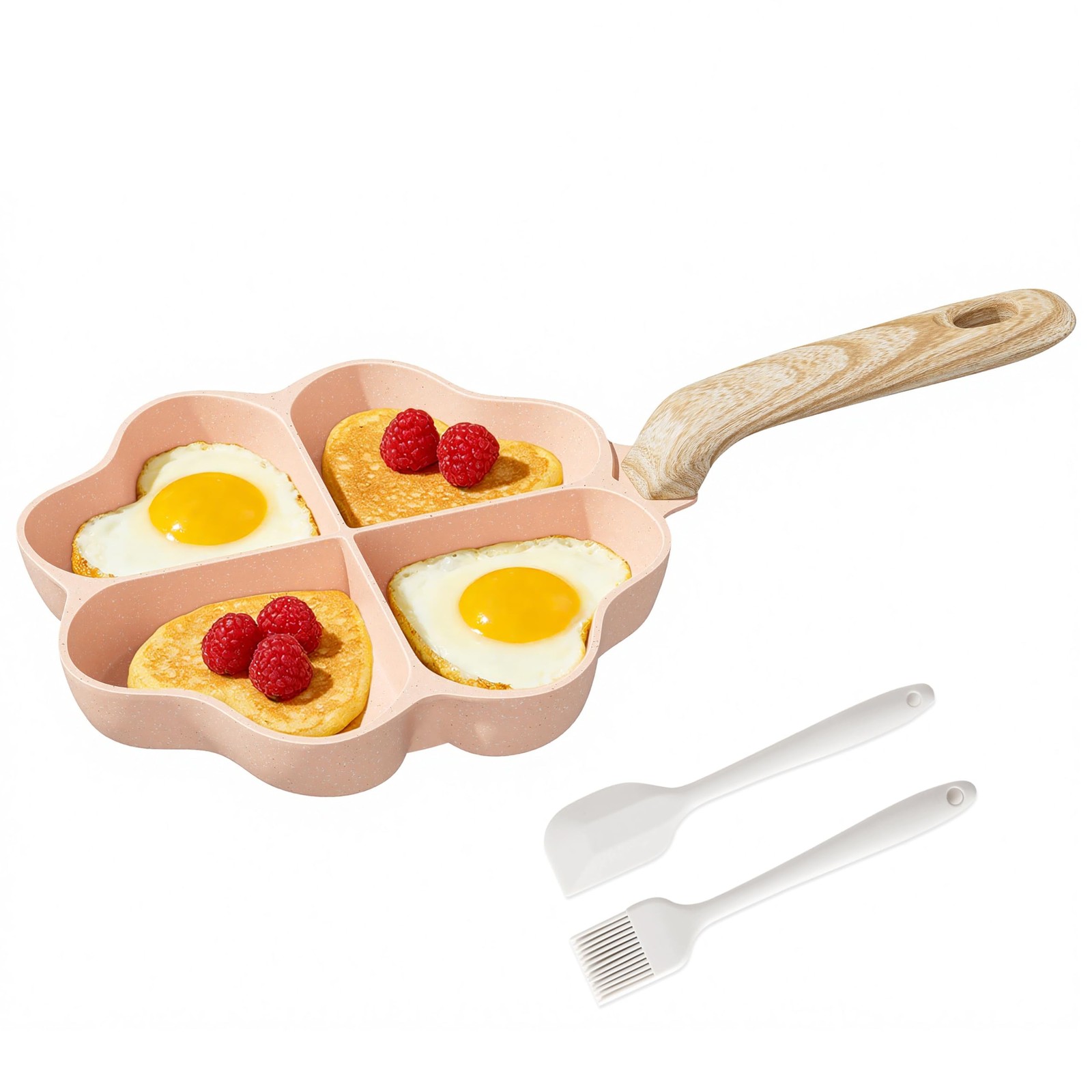 1 PC 4Cup Heart Shaped Divided Nonstick Egg Omelette Breakfast Pan 7.6″
