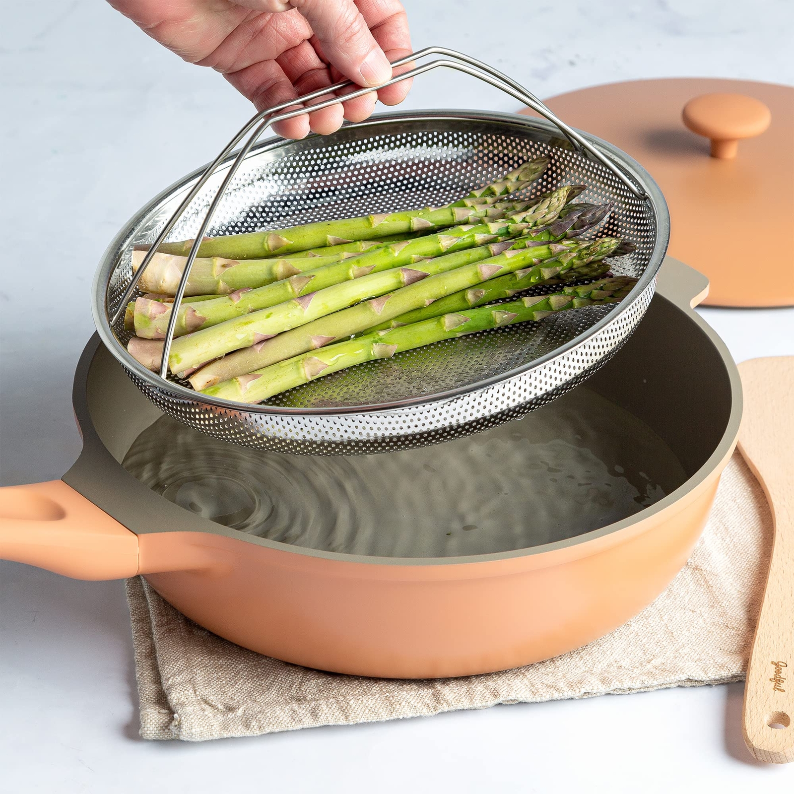 All-In-One Pan with Steamer Basket Stainless Steel Dishwasher Safe
