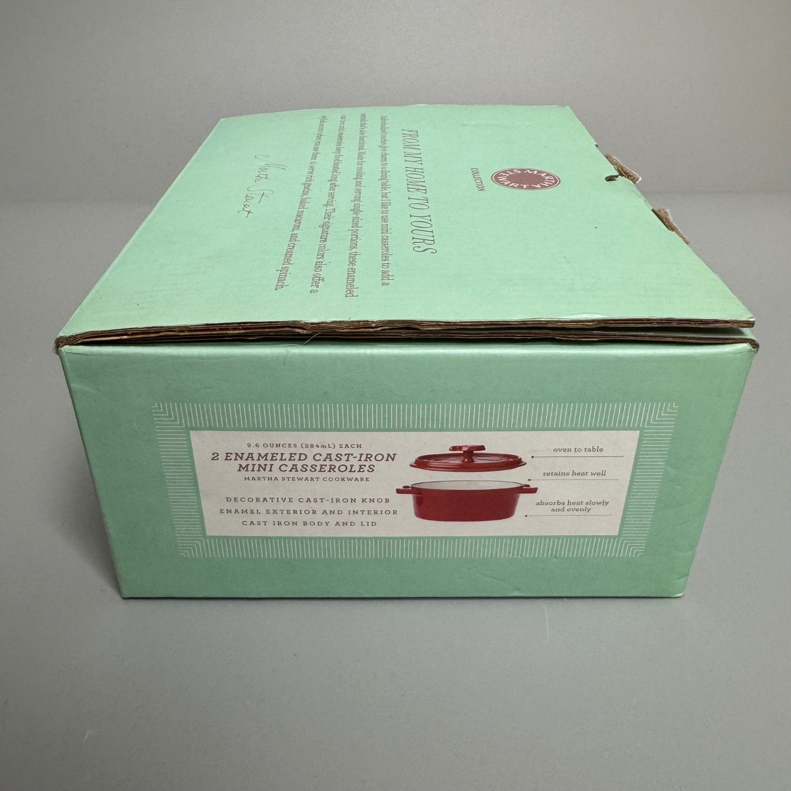 Martha Stewart 2 Pack Enameled Cast Iron Mini Casseroles Red 9.6oz New Open Box