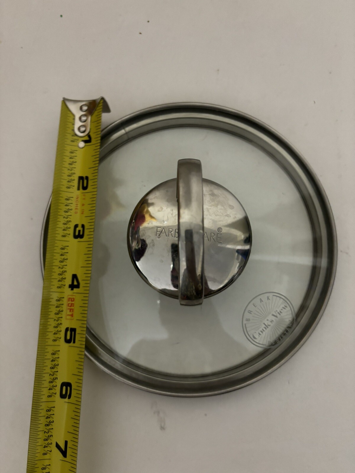 Farberware Glass Replacement Lid 5 1/8″ Inside, 6” Outside Silver Handle