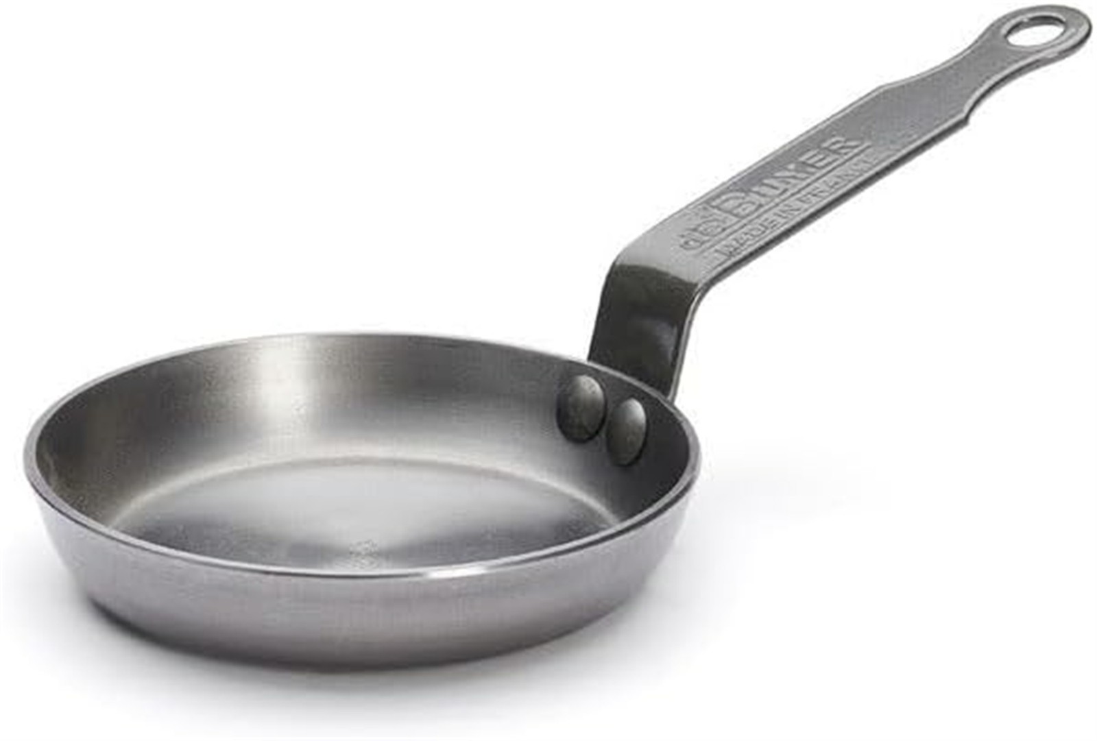 De Buyer 5612.12 Mineral B Round Carbon Steel Egg & Pancake Pan, Nonstick, 4.75″