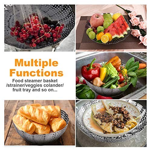 Stainless Steel Folding Vegetable Steamer Basket Collapsible Pot Insert Rack