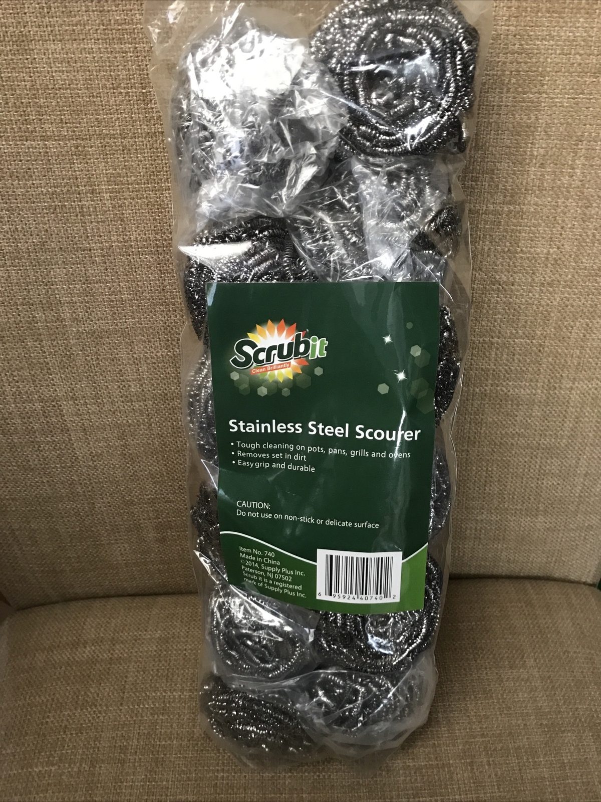 12 Pack Stainless Steel Scourers “ Steel Wool Scrubber Pads NEW In Package