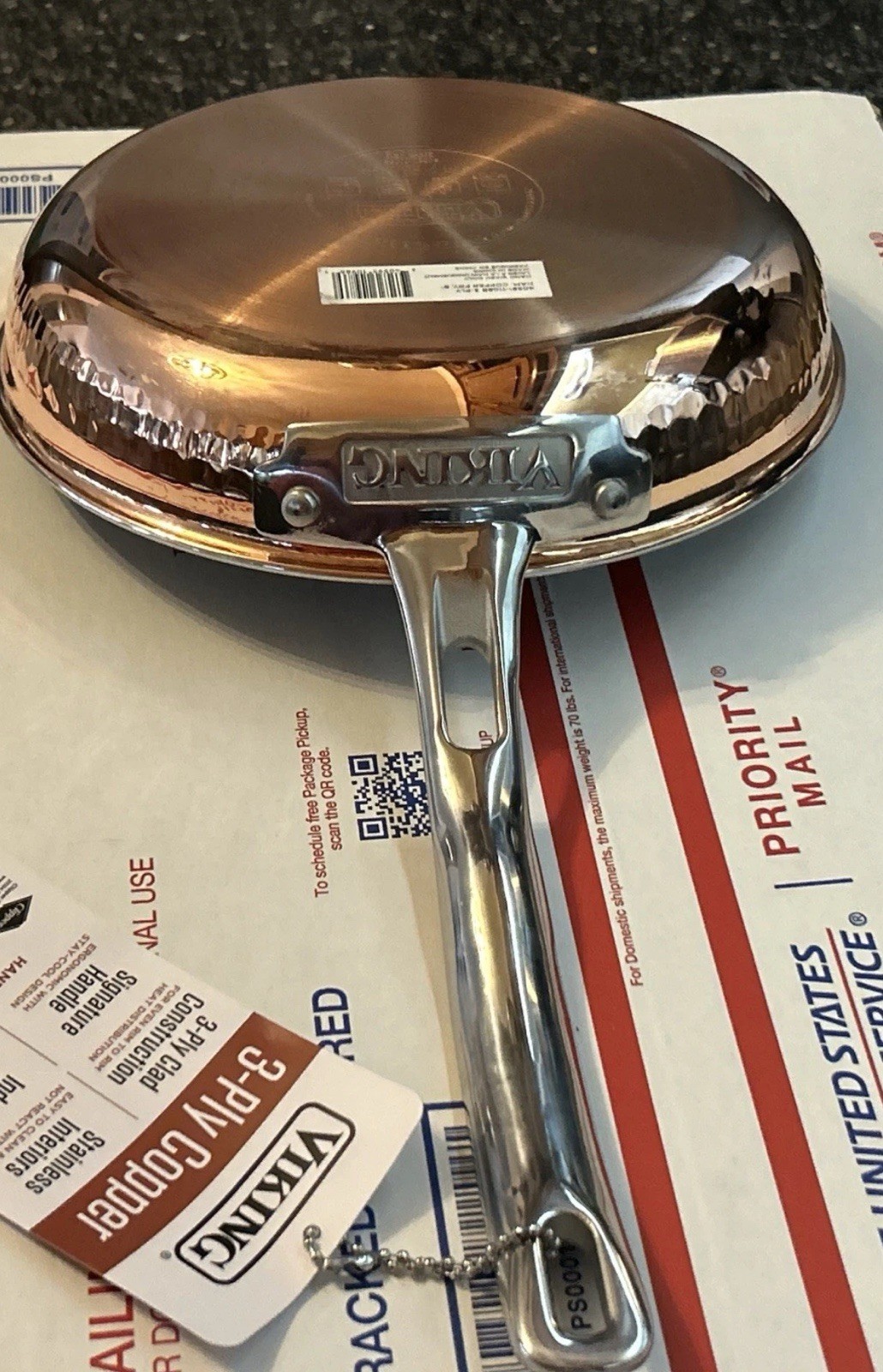 Viking 8” Hammered Copper 3 Ply Skillet-frypan New With Tags