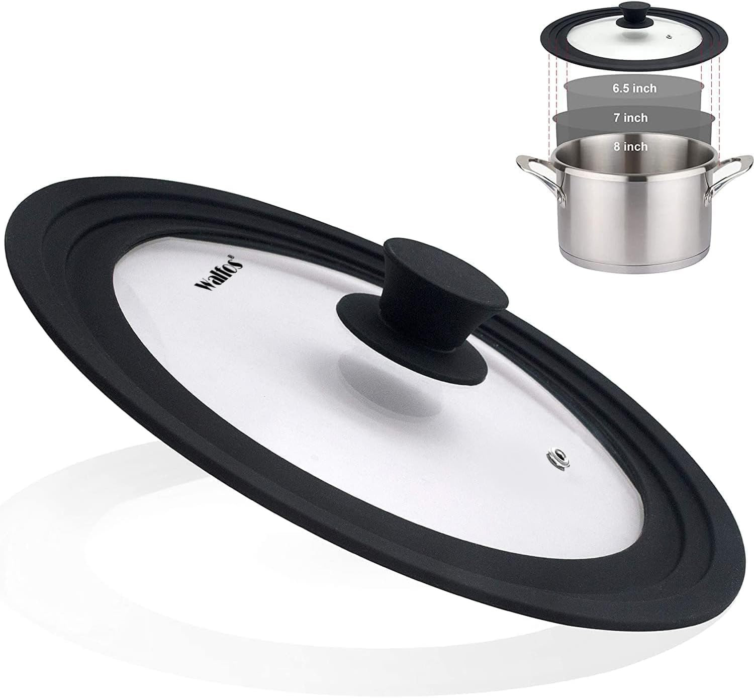 Universal Lid for Pots, Pans and Skillets & Frying Pan – Small Pan Lids Fits 6.5
