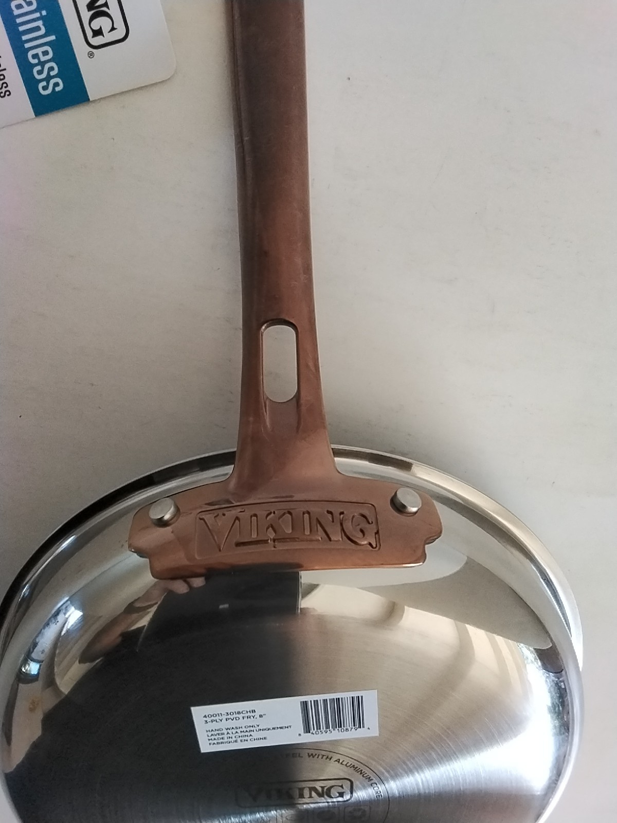 Viking 3 Ply Stainless Steel 8″ Frying Pan With Copper Stay Cool Handle