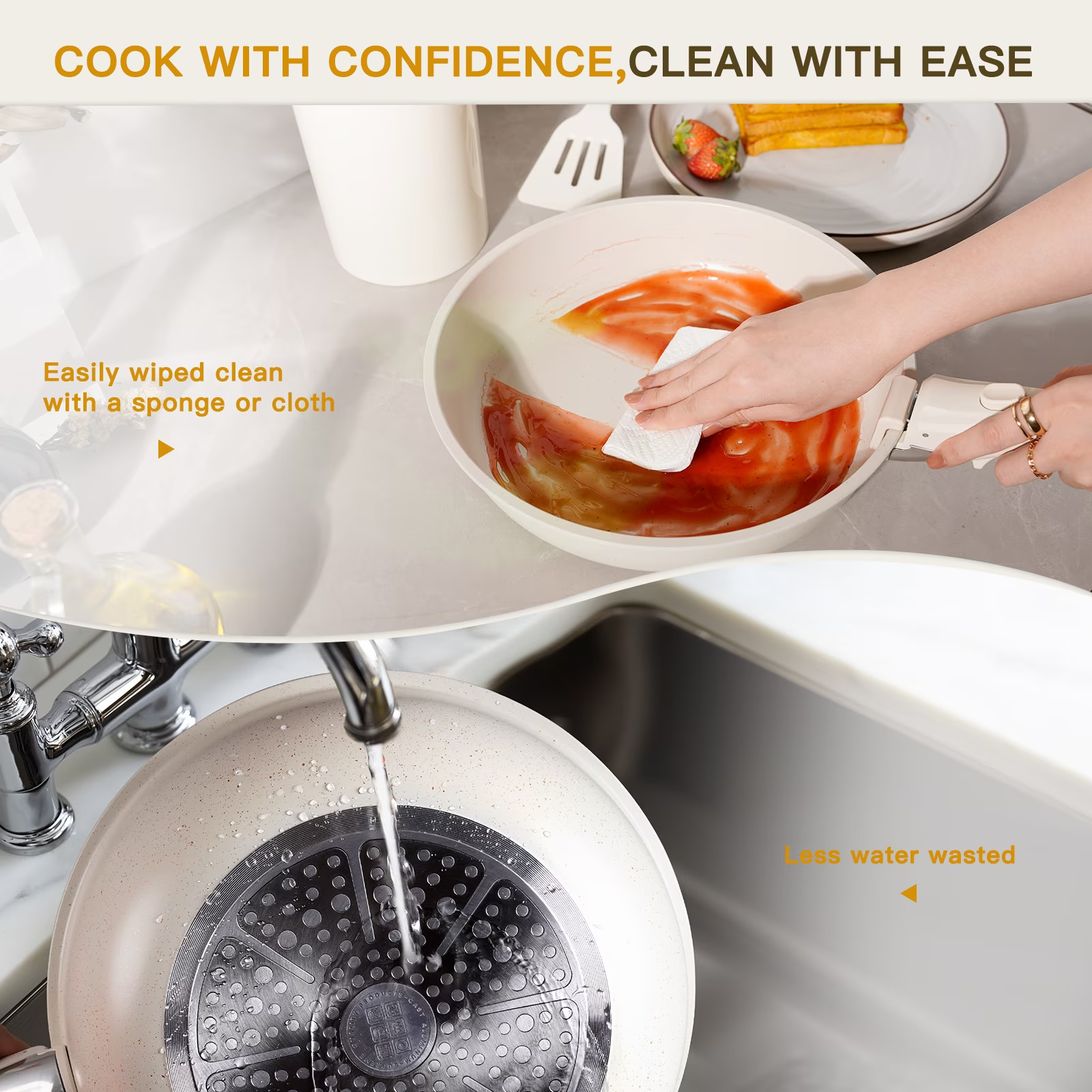 Astercook 20 Piece Nonstick Cookware Set Detachable Handle Induction Stackable