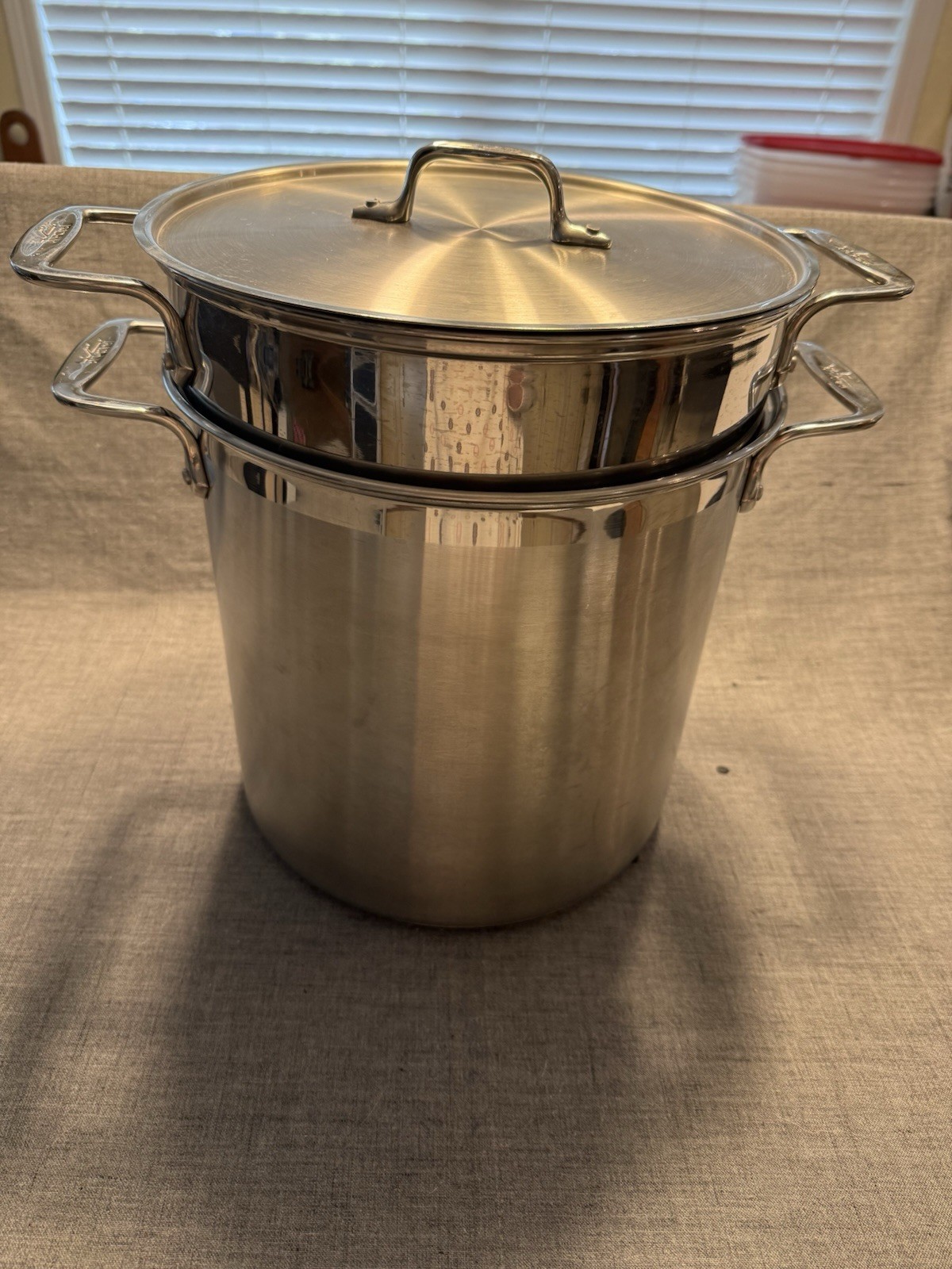 All-Clad Stainless Steel Multi Pot 4 Piece Pasta Strainers Steamer Metal