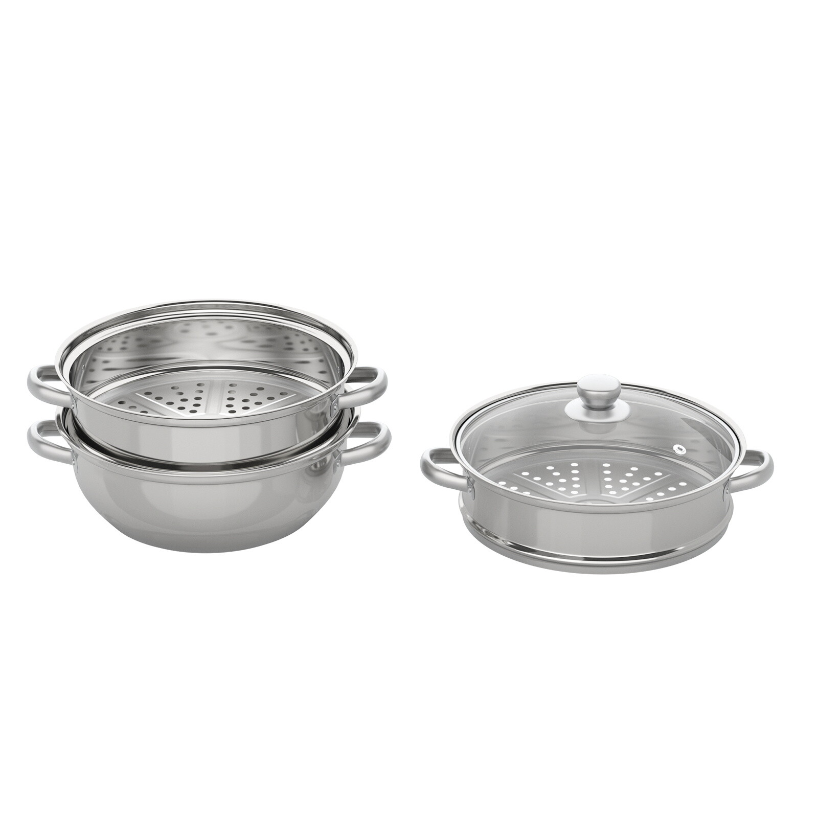 3 Tier Food Steamer Stainless Steel Vegetable Cooker Kitchen Steaming Rice Pot