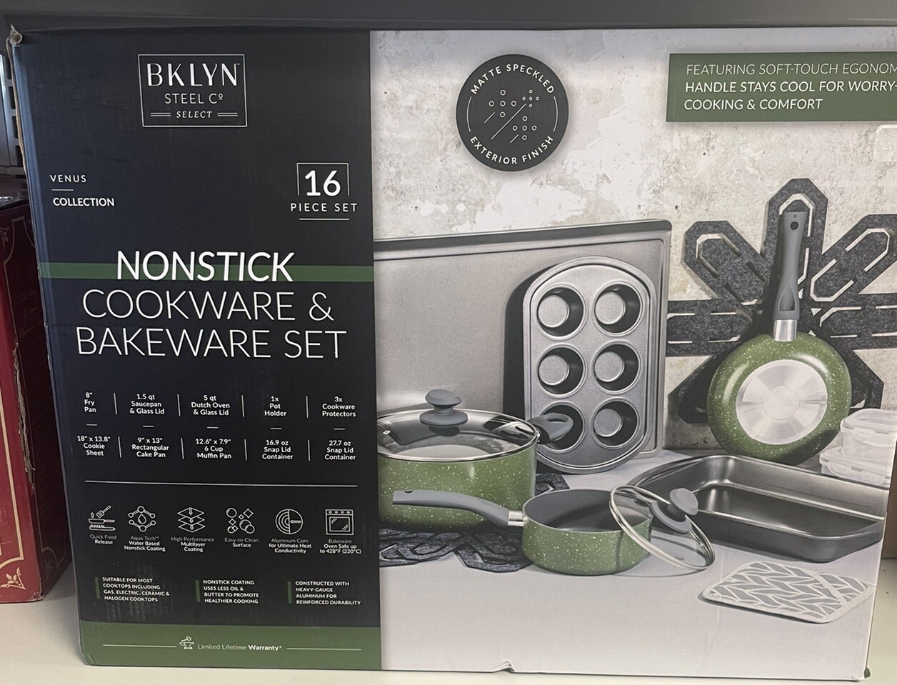 Brooklyn Steel Co. Venus Nonstick Aluminum 16-Pc. Cookware Set