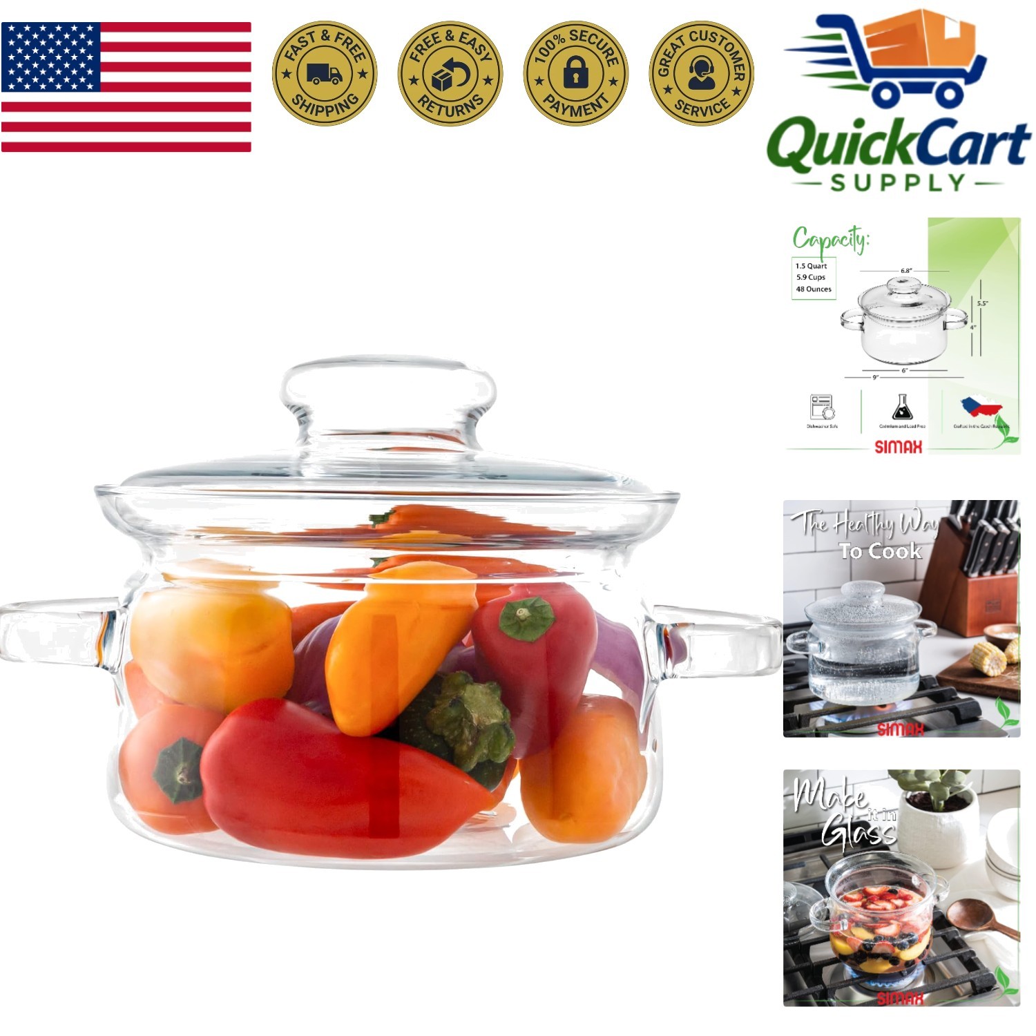 48 Oz Transparent Borosilicate Saucepan with Lid – Durable & Stylish Design