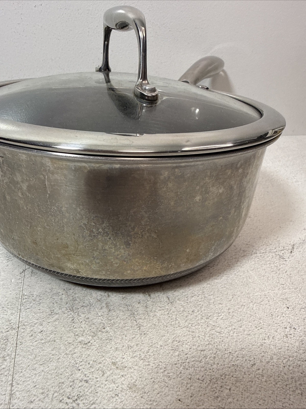 Hexclad Hybrid Nonstick 3 QT Quart Saucepan Pot 8″ With Glass Lid *AS IS*