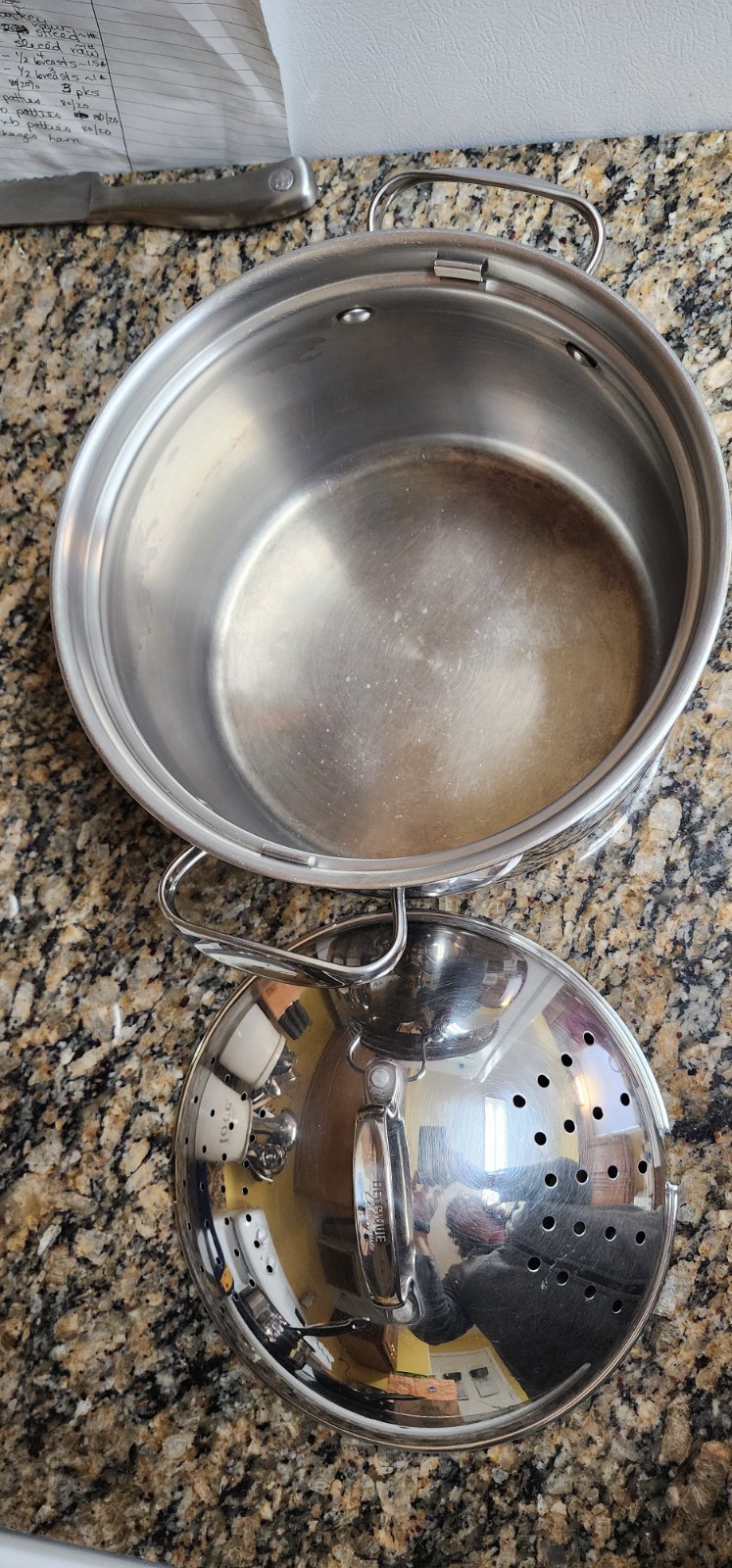Belgique 6 Quart Strainer Pot Stainless Steel With Locking Straining Lid Steel