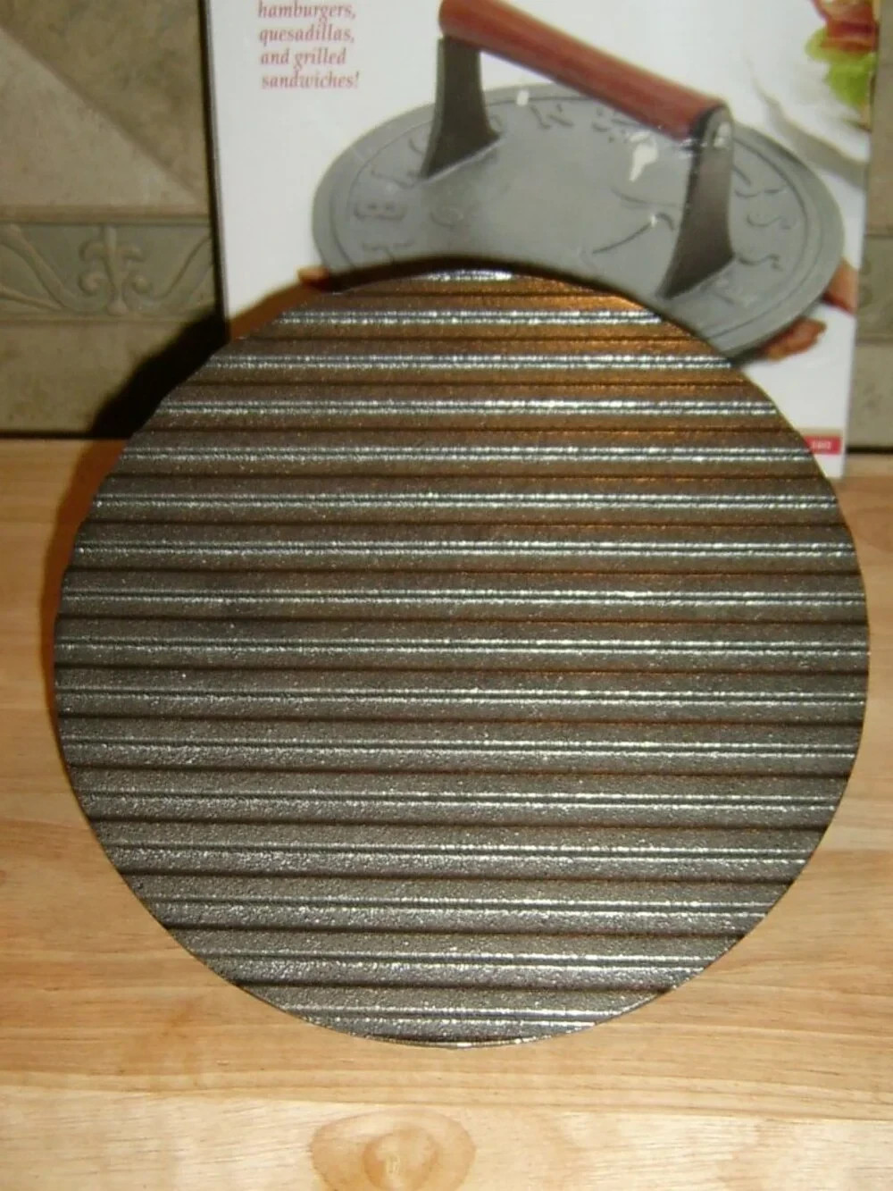 Norpro Cast-Iron Bacon Grill/Press, Hardwood Handle, NEW IN BOX