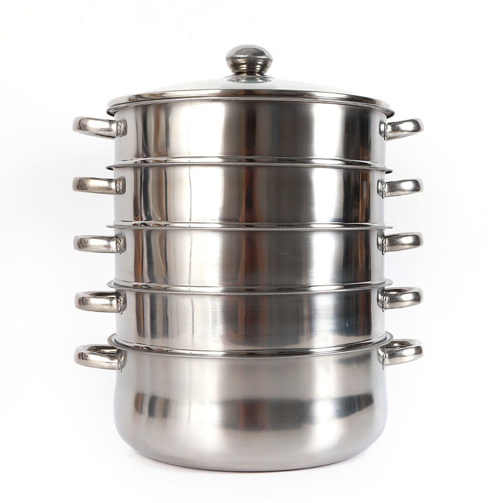 5-Tier Dumpling Steamer Stainless Steel Steamer Pot With Lid Steaming Basket