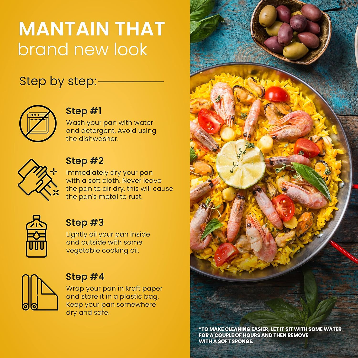 Carbon Steel Skillet Pan for Paella | Perfect for Outdoors, Camping, Parties, an