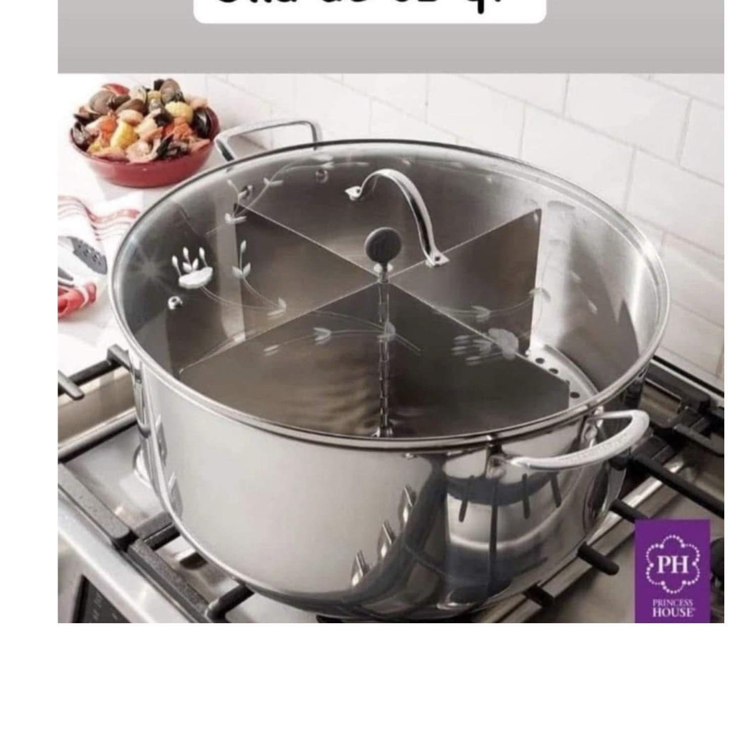 Princess House 32 qt Stainless Steel Stockpot with Steamer, Divider, Lid