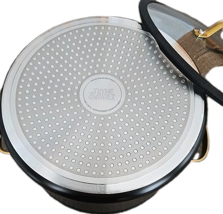 THYME & TABLE ~ BLACK ~ 6-Quart ~ Nonstick ~ Aluminum DUTCH OVEN w/Lid