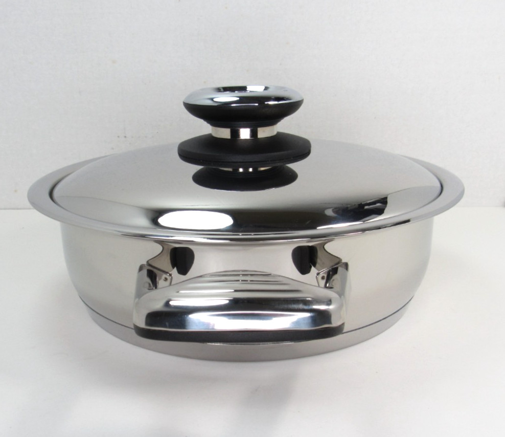 Platinum Professional Cookware Large Skillet Sauté Pan Titanium T304S + Lid